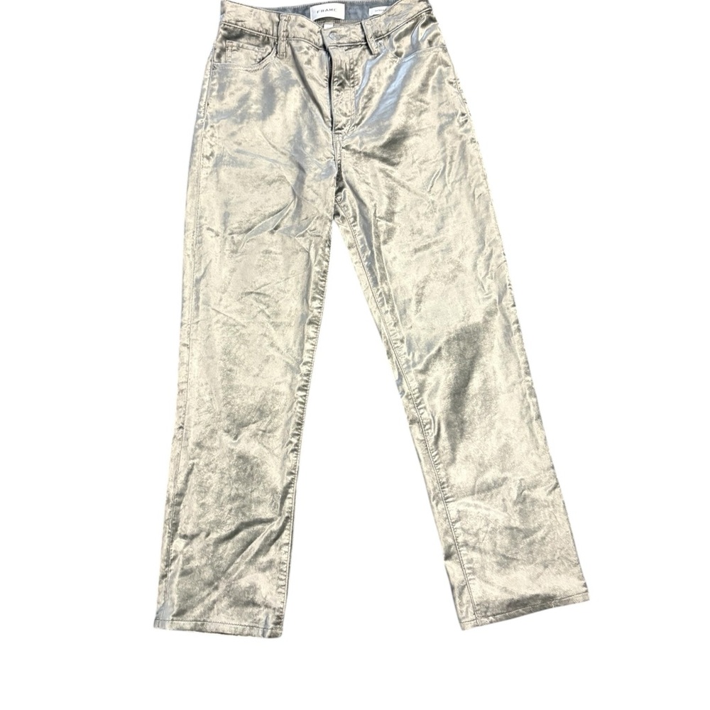 FRAME Silver Velvet material Le Sleek Straight Pants